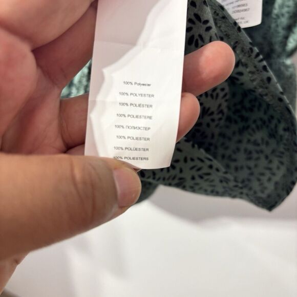 Misguided Smocked Babydoll Dress Size 4 Long Sleeve Green Black Casual NEW - Picture 10 of 10